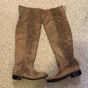 Steve Madden Knee High Suede Fringe Boots